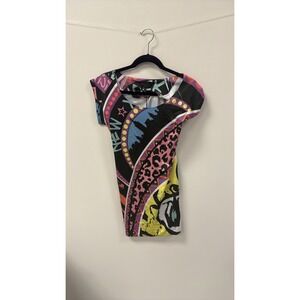 Patricia Field Xxl New York Pop Art Dress Leopard Print Cap Y2k Bold Nwt